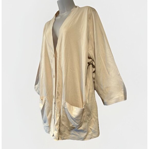 NEW Isaac Mizrahi Live Elements Cardigan Cotton Cream Workwear Womens Size 3XL - Picture 3 of 6